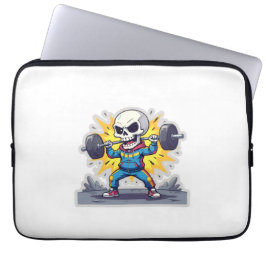 “Cute Cartoon Skeleton Weightlifter • Funny Gym Ba Laptop Sleeve
