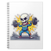 “Cute Cartoon Skeleton Weightlifter • Funny Gym Ba Notitieboek (Voorkant)