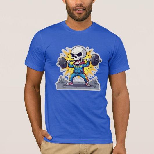 “Cute Cartoon Skeleton Weightlifter • Funny Gym Ba T-shirt (Voorkant)