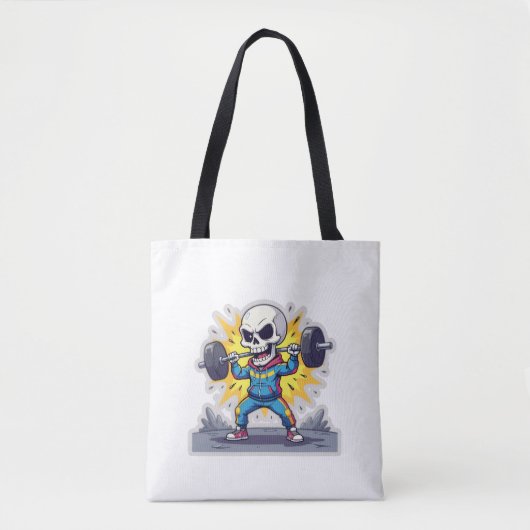 “Cute Cartoon Skeleton Weightlifter • Funny Gym Ba Tote Bag (Voorkant)