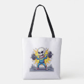 “Cute Cartoon Skeleton Weightlifter • Funny Gym Ba Tote Bag (Achterkant)