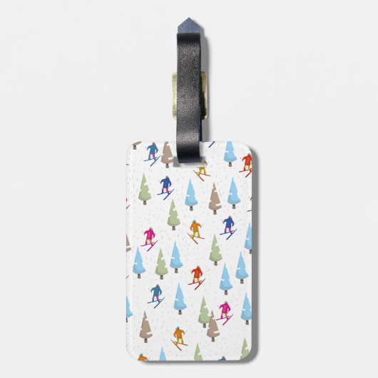 Cute Cartoon Ski helling patroon Bagagelabel (Achterkant verticaal)