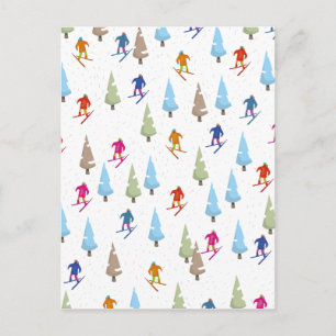 Cute Cartoon Ski helling patroon Briefkaart