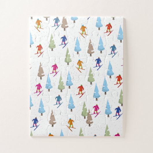 Cute Cartoon Ski helling patroon Legpuzzel (Verticaal)