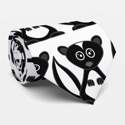 Cute Cartoon Skunk Black en White Stropdas (Opgerold)