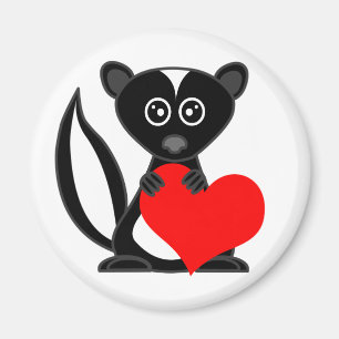 Cute Cartoon Skunk Holding Heart Magneet