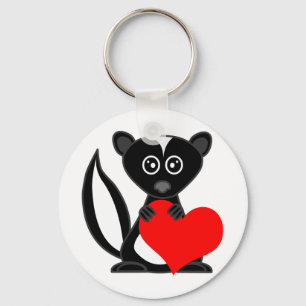 Cute Cartoon Skunk Holding Heart Sleutelhanger