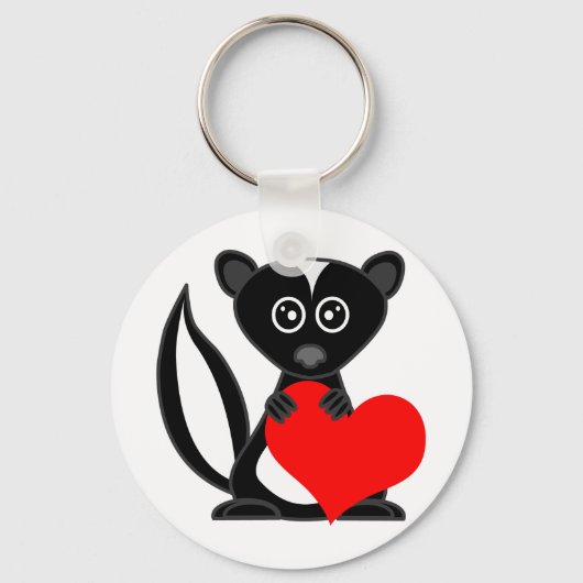 Cute Cartoon Skunk Holding Heart Sleutelhanger (Voorkant)
