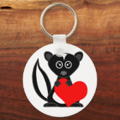 Cute Cartoon Skunk Holding Heart Sleutelhanger (Voorkant)