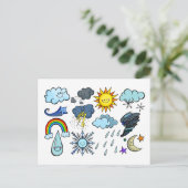 Cute Cartoon Sky Weather Doodles Climate Seasons Briefkaart (Staand voorkant)