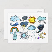 Cute Cartoon Sky Weather Doodles Climate Seasons Briefkaart (Voorkant / Achterkant)