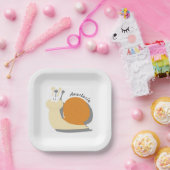 Cute cartoon slak op maat papieren bordje (Feest)