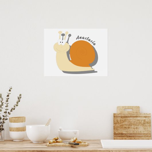 Cute cartoon slak op maat poster (Keuken)