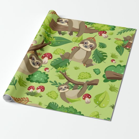 Cute Cartoon Slotpatroon Cadeaupapier (Uitgerold)