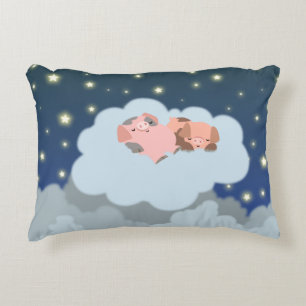 Cute Cartoon Slumbering Piglets Accent Pillow Kussen