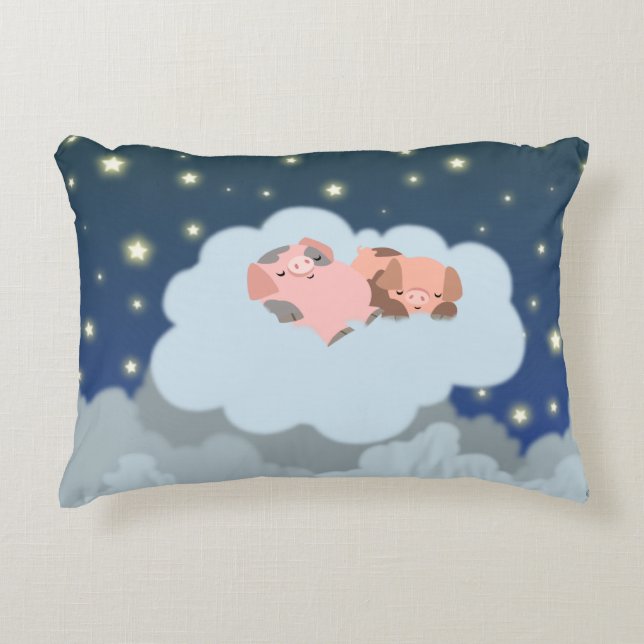 Cute Cartoon Slumbering Piglets Accent Pillow Kussen (Voorkant)