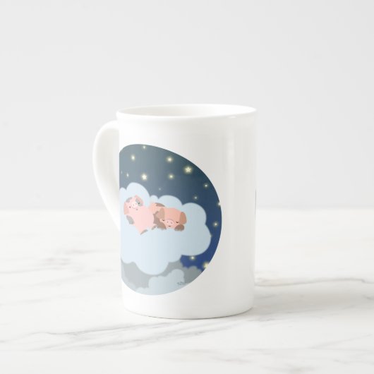 Cute Cartoon Slumbering Piglets Bone China Mok (Links)