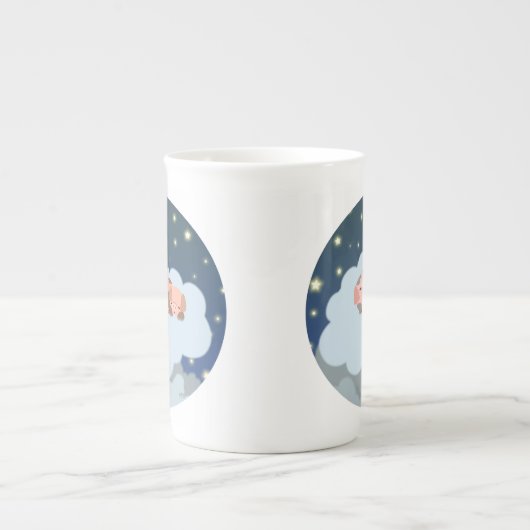 Cute Cartoon Slumbering Piglets Bone China Mok (Voorkant)