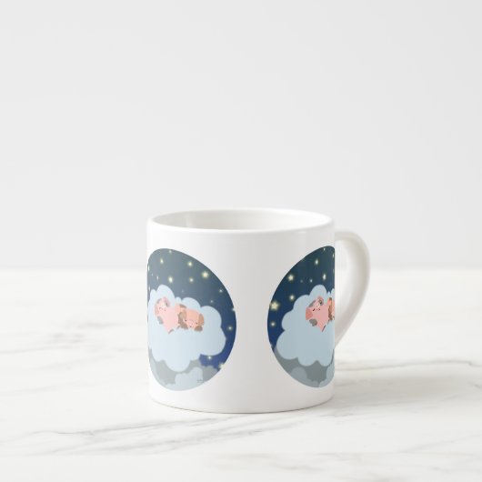 Cute Cartoon Slumbering Piglets Espresso Mok (Voorkant rechts)