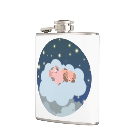 Cute Cartoon Slumbering Piglets Hip Flask Heupfles (Links)