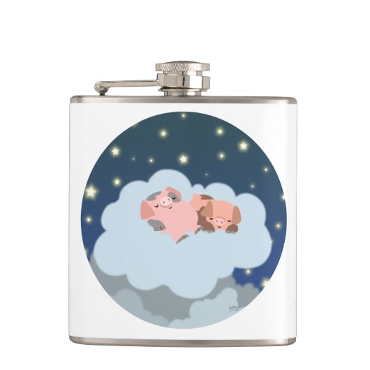 Cute Cartoon Slumbering Piglets Hip Flask Heupfles (Voorkant)