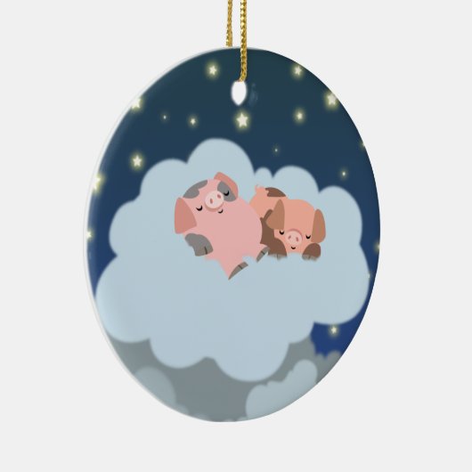 Cute Cartoon Slumbering Piglets Ornament (Rechts)