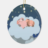 Cute Cartoon Slumbering Piglets Ornament (Links)