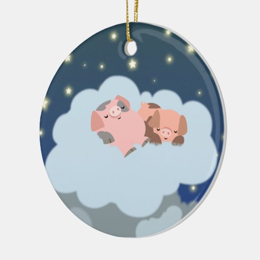 Cute Cartoon Slumbering Piglets Ornament (Links)