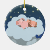 Cute Cartoon Slumbering Piglets Ornament (Achterkant)