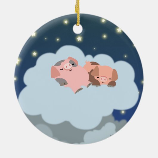 Cute Cartoon Slumbering Piglets Ornament (Achterkant)