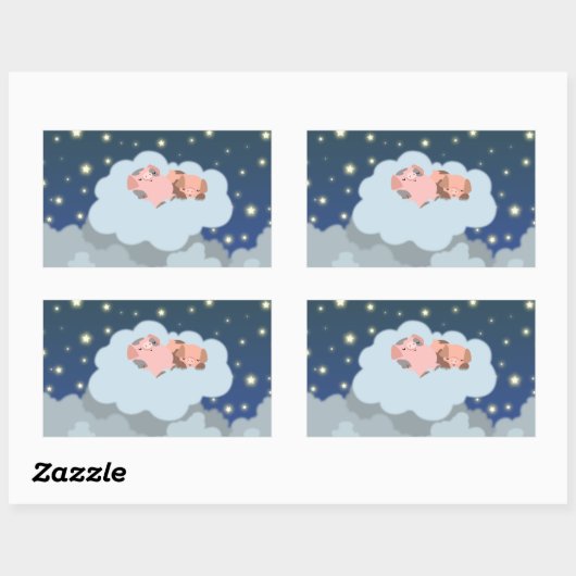 Cute Cartoon Slumbering Piglets Sticker (Vel)
