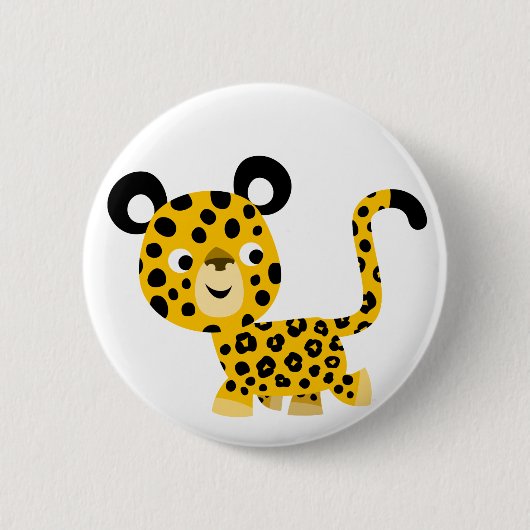 Cute Cartoon Smiling Leopard Button Badge (Voorkant)