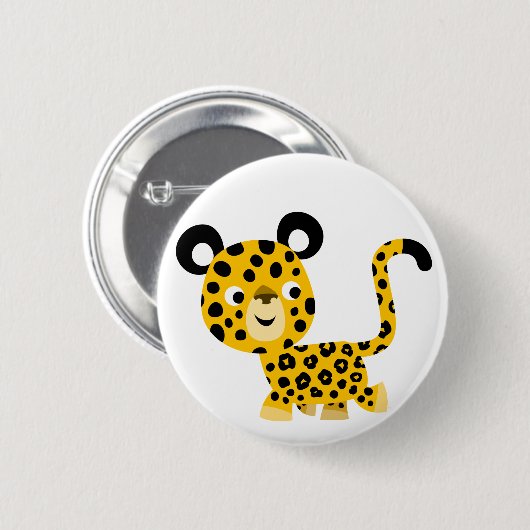 Cute Cartoon Smiling Leopard Button Badge (Voorkant /achterkant)