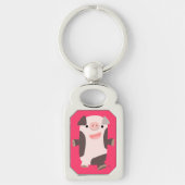 Cute Cartoon Smiling Pig Metal Sleutelhanger (Voorkant)