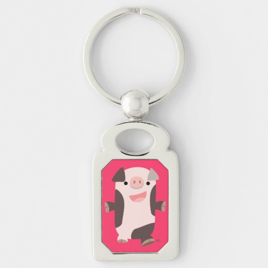 Cute Cartoon Smiling Pig Metal Sleutelhanger (Voorkant)