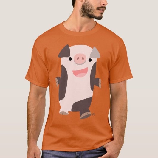 Cute Cartoon Smiling Pig T-shirt (Voorkant)