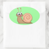 Cute Cartoon Snail Ovale Sticker (Tas)