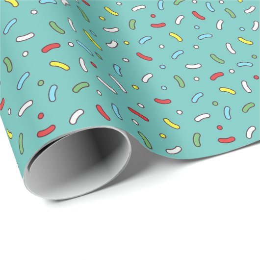 Cute Cartoon Snoep Sprinkles Blauwgroen Cadeaupapier (Rol Hoek)