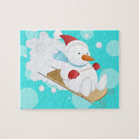 Cute Cartoon Snow Man Legpuzzel (Horizontaal)