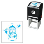 Cute Cartoon Snowman in breiwerk en carf Zelfinktende Stempel (In situ)