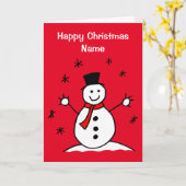 Cute Cartoon Snowman Red Kerstmis Kaart (Gele Bloem)
