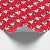 Cute Cartoon Snowman Red kerstpapier Cadeaupapier (Hoek)
