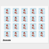 Cute Cartoon Snowman Snowflake Kerstmis Vierkante Sticker (Vel)