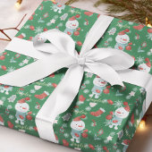 Cute Cartoon Snowmen Red Green Custom Cadeaupapier