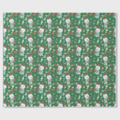 Cute Cartoon Snowmen Red Green Custom Cadeaupapier (Vlak)