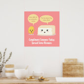 Cute Cartoon - Soja Boon complimenteert Tofu Poster (Keuken)