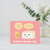 Cute Cartoon - Soy Bean complimenteert Tofu Briefkaart (Staand voorkant)