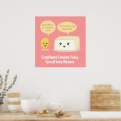 Cute Cartoon - Soy Bean complimenteert Tofu Poster (Keuken)