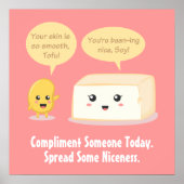 Cute Cartoon - Soy Bean complimenteert Tofu Poster (Voorkant)