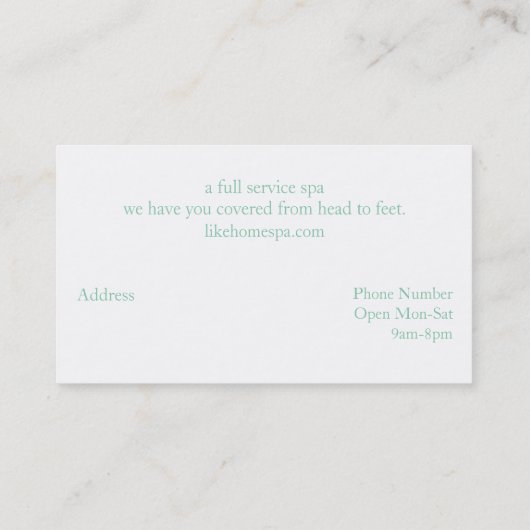 Cute Cartoon Spa Visitekaartje (Achterkant)